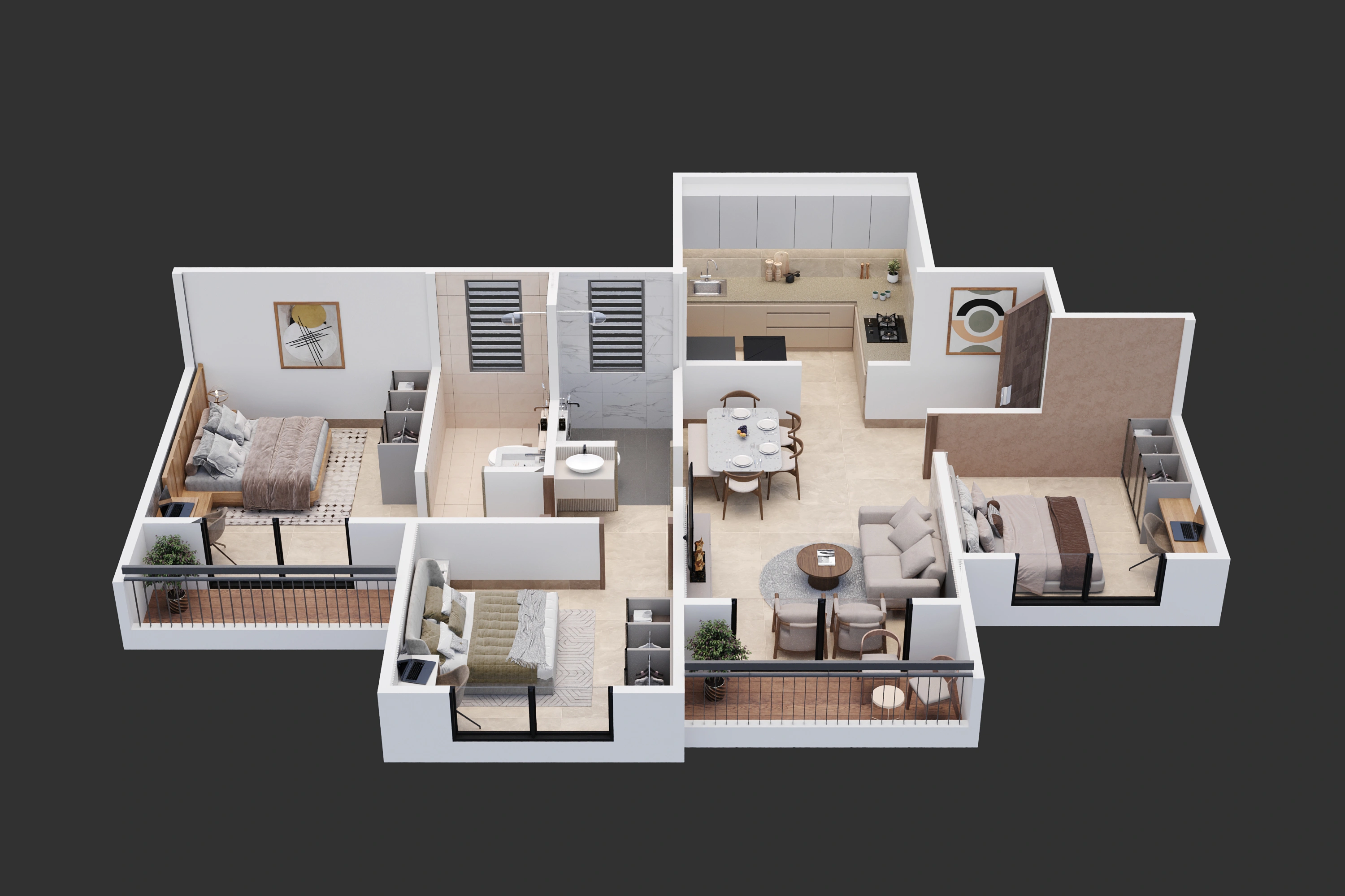 2 BHK Large Floor Plan
